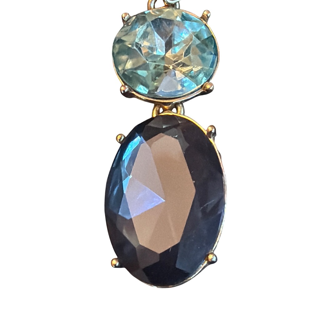 J.Crew Drop Earrings Gold Grey Green White Faceted Crystal Statement Post Back - Picture 2 of 4